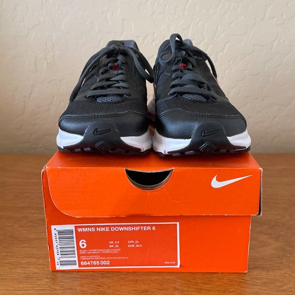 New Nike 6 Downshifter 6 Black White Hyper Punch Pink Anthracite Shoe In Box - Picture 5 of 12